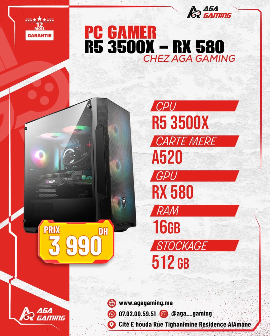PC Gamer Ryzen 3500X - RX 580 PC Gamer Ryzen 3500X - RX 580